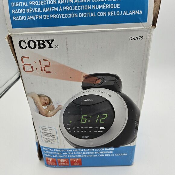 VINTAGE Projection Digital Display Alarm Clock Radio Coby CRA79 Box has wear - Picture 6 of 7